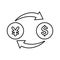 Convert, money line icon. Outline vector