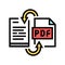 convert pdf file to word pad color icon vector illustration