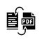 convert pdf file to word pad glyph icon vector illustration
