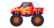 Converted cars, truck on big wheels, heavy vehicle, powerful engine, design cartoon style vector illustration, isolated