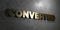 Converted - Gold sign mounted on glossy marble wall - 3D rendered royalty free stock illustration