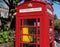 Converted red phone box with defibrillator Shrewsbury Shropshire September 2020