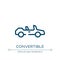 Convertible icon. Linear vector illustration from transportation collection. Outline convertible icon vector. Thin line symbol for