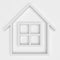 A convex contour white icon of small house on a white background