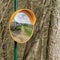 Convex mirror, traffic mirror in countryside