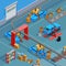 Conveyor Automotive Manufacturing System Isometric Poster