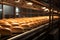 Conveyor in a bakery orchestrates the production of delectable bread