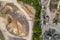 A conveyor bridge straight from above, captured by a drone