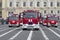 Convoy of modern fire trucks