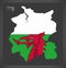 Conwy Wales map with Welsh national flag