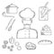 Cook or baker profession hand drawn elements