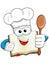Cook book mascot wooden spoon isolated