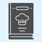 Cook book solid icon. Recipes closed pocketbook with cap sign. Home-style kitchen vector design concept, glyph style