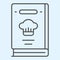 Cook book thin line icon. Recipes closed pocketbook with cap sign. Home-style kitchen vector design concept, outline