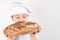 Cook Boy With Bread on white background