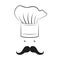 Cook/ Chef hat, moustache - black and white illustration/ drawing