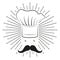 Cook/ Chef hat, moustache - black and white illustration/ drawing