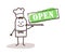 Cook chef with open sign