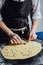 Cook cut out dough for cookies