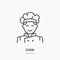 Cook flat logo, line icon. Smiling chef vector illustration. Sign of male cooker