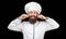 Cook hat. Bearded chef, cooks or baker. Bearded male chefs isolated on black. Funny chef with beard cook. Beard man and