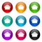 Cook icon set, colorful glossy 3d rendering ball buttons in 9 color options for webdesign and mobile applications