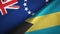 Cook Islands and Bahamas two flags textile cloth, fabric texture