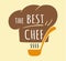 Cook logo. Restaurant kitchen emblem. Best chef. Bakery and cookery. Hat and ladle. Silhouette sticker with lettering