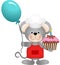 Cook mouse with balloon and birthday cake
