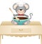 Cook mouse with bowl of chocolate