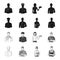 Cook, painter, teacher, locksmith mechanic.Profession set collection icons in black,monochrome style vector symbol stock