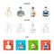 Cook, painter, teacher, locksmith mechanic.Profession set collection icons in cartoon,outline,flat style vector symbol