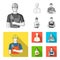 Cook, painter, teacher, locksmith mechanic.Profession set collection icons in monochrome,flat style vector symbol stock
