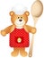 Cook teddy bear with wooden spoon