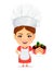 Cook woman, female master chef. Funny cartoon character