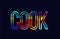 cook word typography design in rainbow colors logo