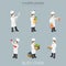 Cook work chief cooking uniform tools flat 3d isometric vector