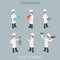 Cook work chief cooking uniform tools flat 3d isometric vector