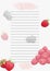 Cookbook page template. The page is lined up. Watercolor recipe page with raspberries decor. Page for culinary book