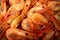 Cooked Atlantic shrimps. Close up. A traditional food of coastal cuisine