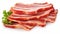 Cooked bacon rashers isolated on white generated by AI tool.