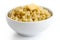 Cooked bulgur wheat with butter in white ceramic bowl isolated o