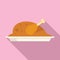 Cooked chicken icon flat vector. Roast food