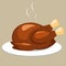 Cooked chicken icon, full pictogram.