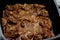 cooked chicken livers, gizzards and hearts, selective focus of fresh liver, gizzard and heart of chickens full of protein in a