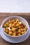 Cooked chickpeas or grams dish, also known as garbanzo beans or egyptian peas