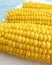 Cooked corn, a plate healthy delicious fresh natural agriculture ingredient food appetizer on a blue wooden background,