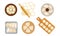 Cooked Dumplings Rested on Plate and Rolling Pin Rolling out Pastry Vector Set