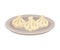 Cooked Dumplings Served on Ceramic Plate Side View Vector Illustration