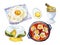 Cooked eggs in different ways drawn set